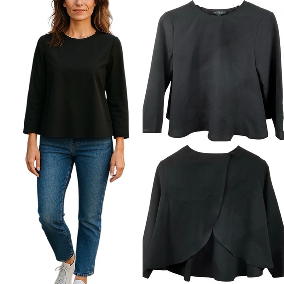 Endless Rose flared cropped blouse, S, semi-open back, flared sleeves, Flowy NEW - Picture 1 of 13